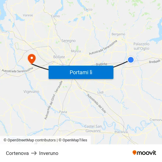 Cortenova to Inveruno map