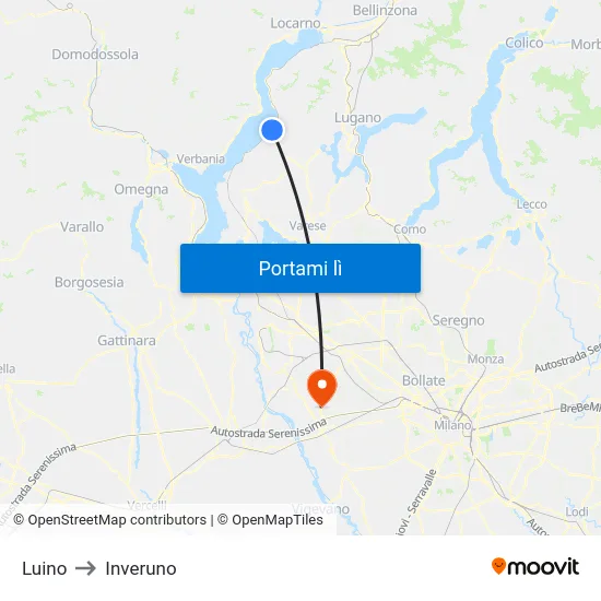 Luino to Inveruno map
