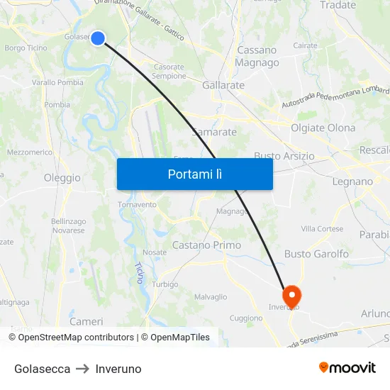 Golasecca to Inveruno map