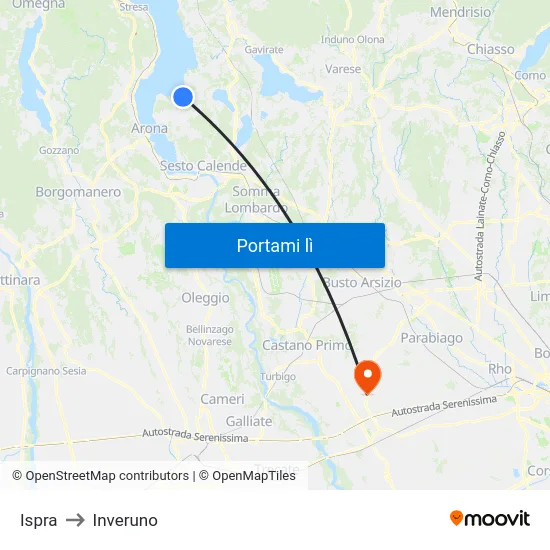 Ispra to Inveruno map