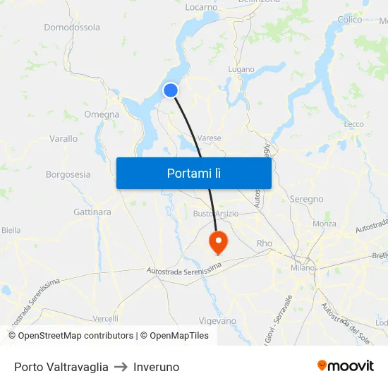 Porto Valtravaglia to Inveruno map