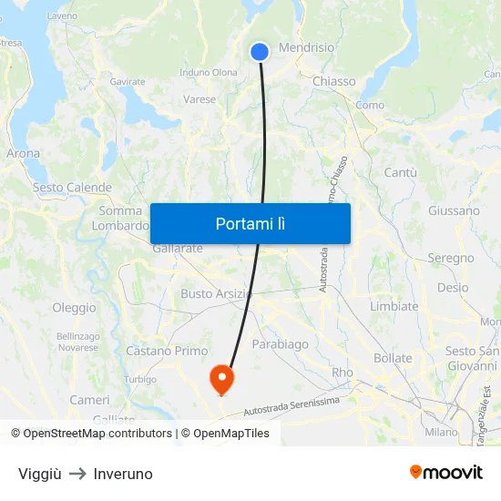 Viggiù to Inveruno map