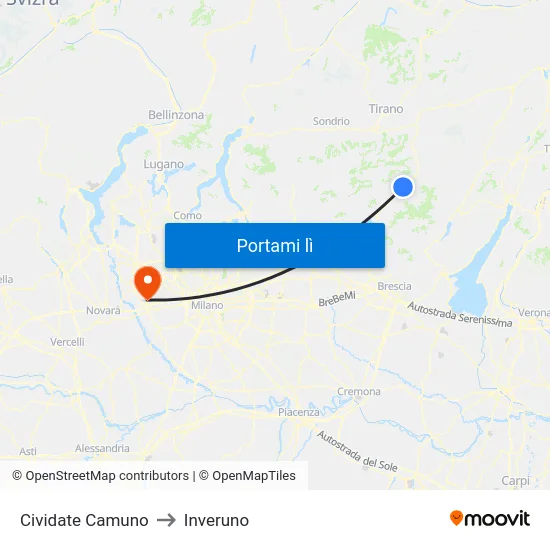 Cividate Camuno to Inveruno map
