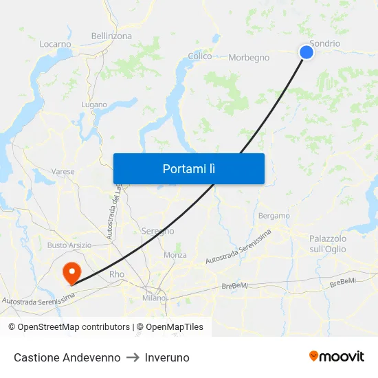 Castione Andevenno to Inveruno map