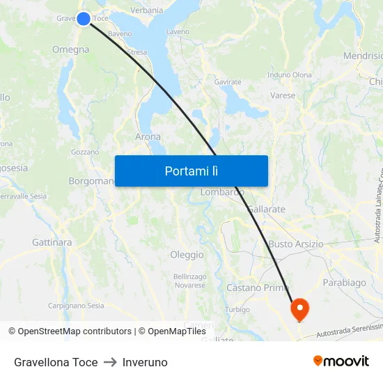Gravellona Toce to Inveruno map