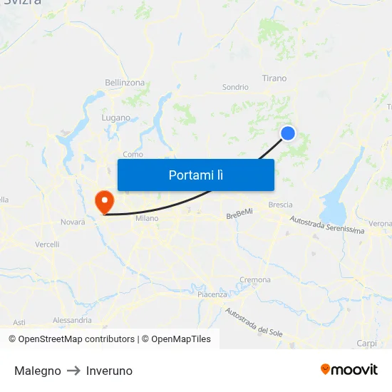 Malegno to Inveruno map