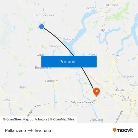 Pallanzeno to Inveruno map