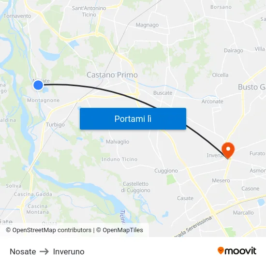 Nosate to Inveruno map