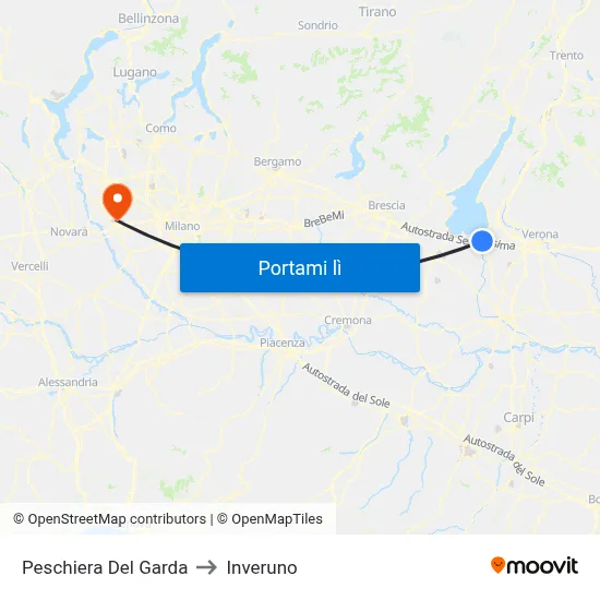 Peschiera Del Garda to Inveruno map