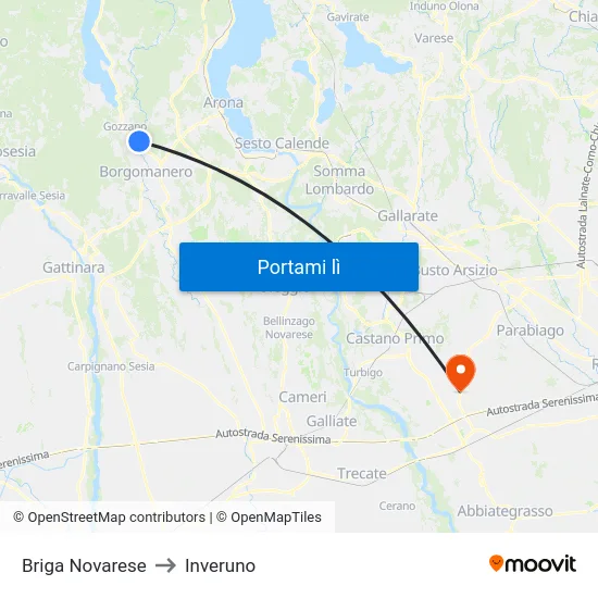 Briga Novarese to Inveruno map