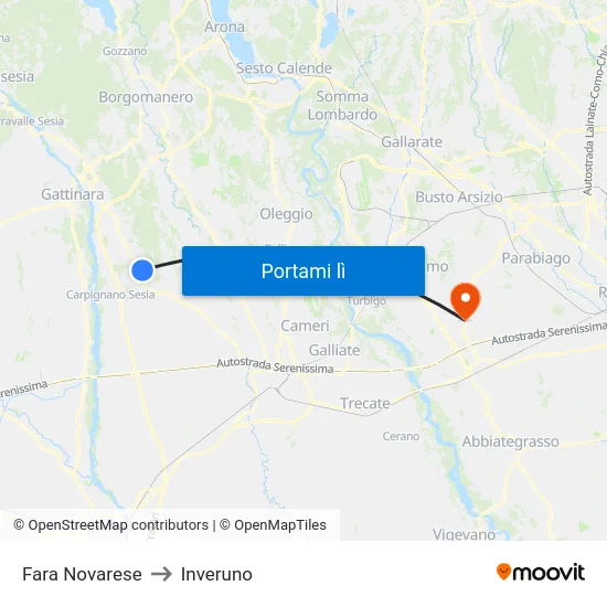 Fara Novarese to Inveruno map