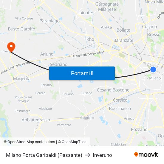 Milano Porta Garibaldi (Passante) to Inveruno map