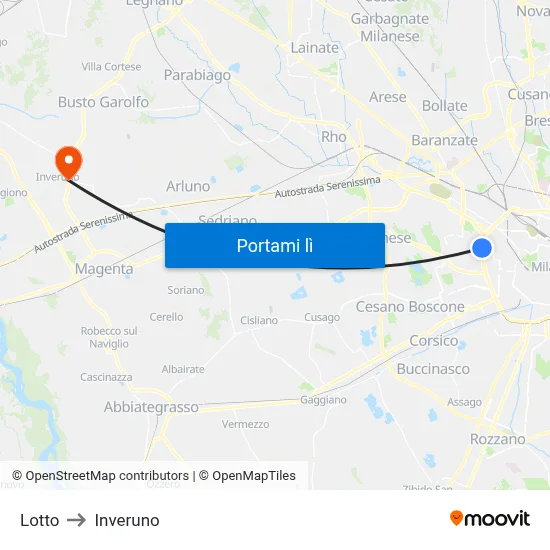 Lotto to Inveruno map