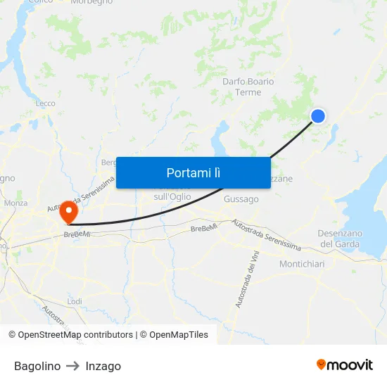 Bagolino to Inzago map