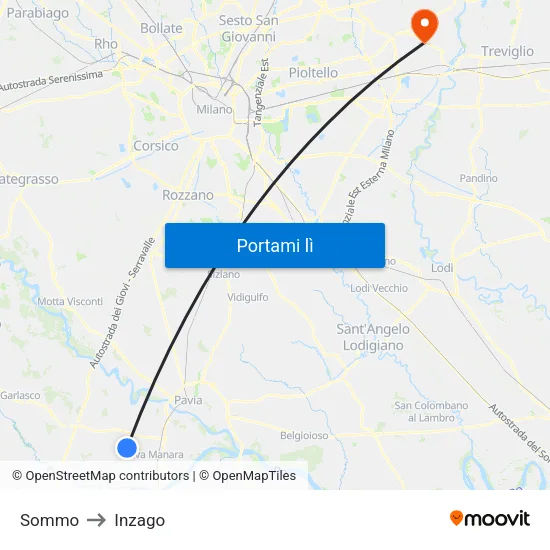 Sommo to Inzago map