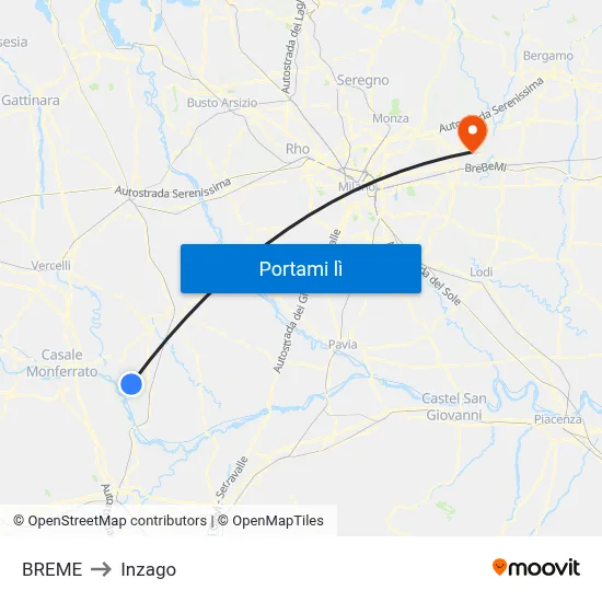 BREME to Inzago map