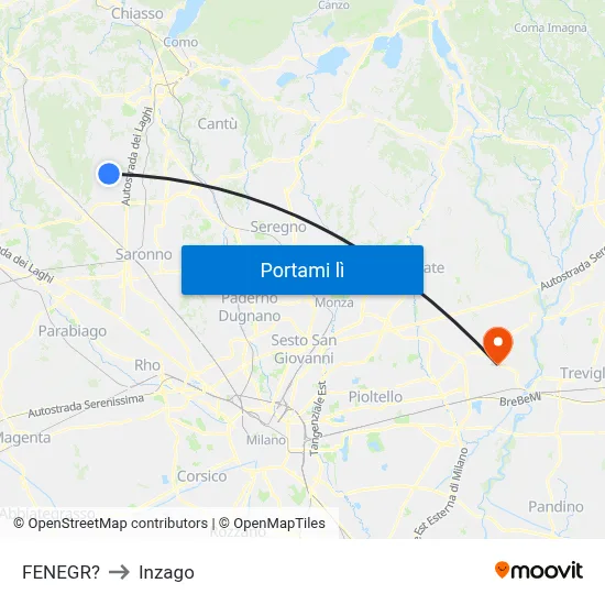 FENEGR? to Inzago map