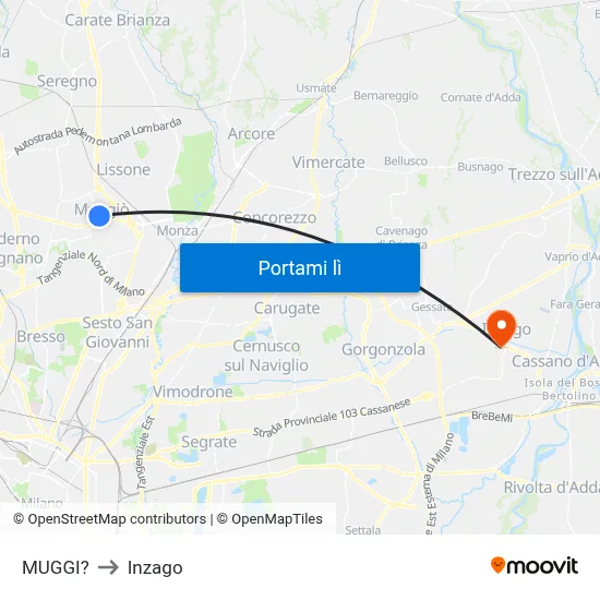 MUGGI? to Inzago map
