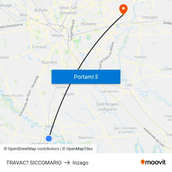 TRAVAC? SICCOMARIO to Inzago map