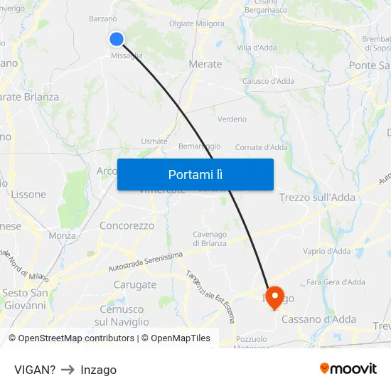 VIGAN? to Inzago map
