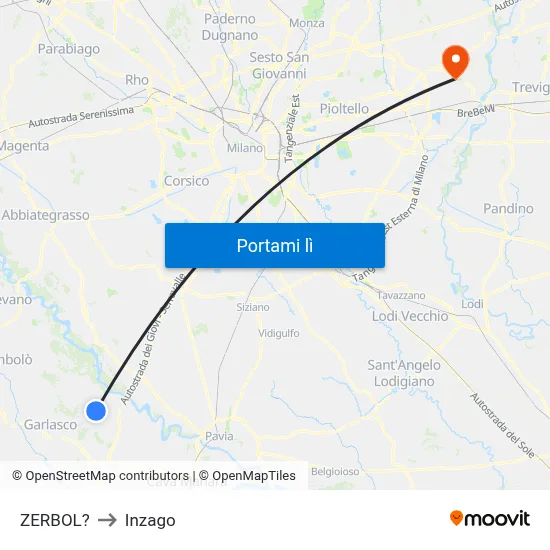 ZERBOL? to Inzago map