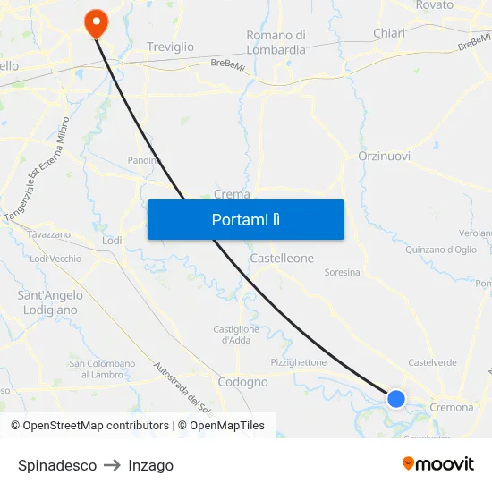 Spinadesco to Inzago map