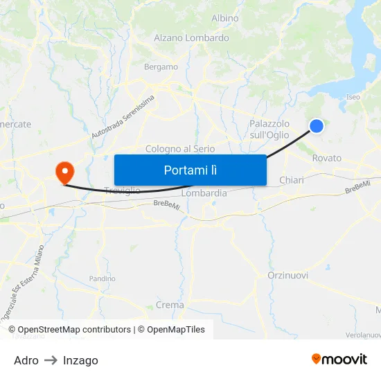 Adro to Inzago map