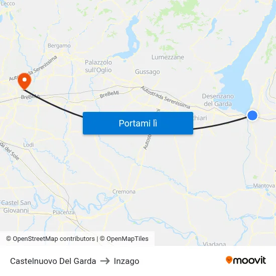 Castelnuovo Del Garda to Inzago map