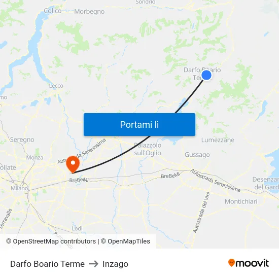 Darfo Boario Terme to Inzago map