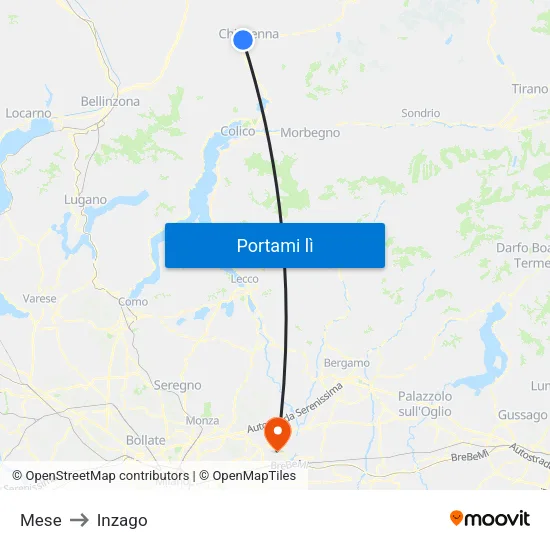 Mese to Inzago map
