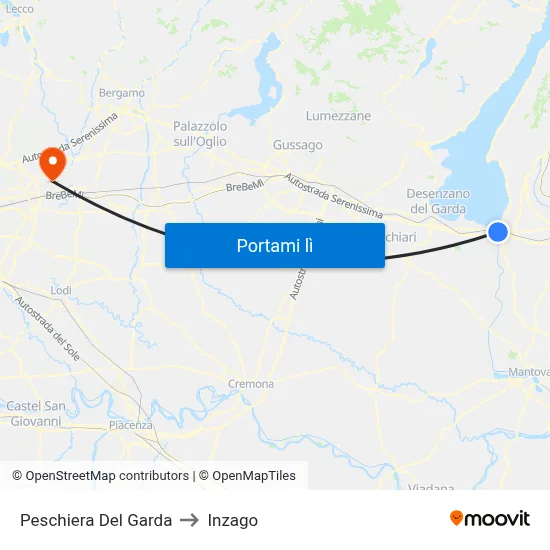 Peschiera Del Garda to Inzago map