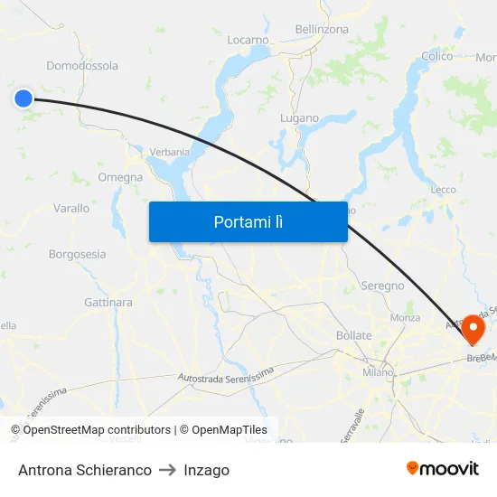 Antrona Schieranco to Inzago map