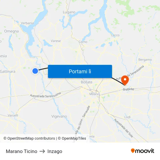 Marano Ticino to Inzago map