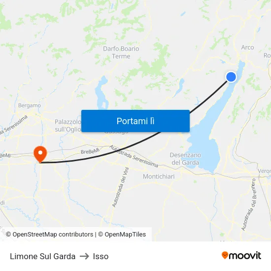 Limone Sul Garda to Isso map