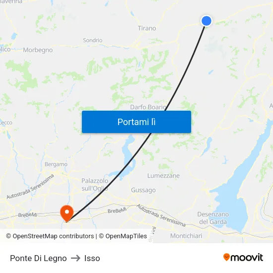 Ponte Di Legno to Isso map