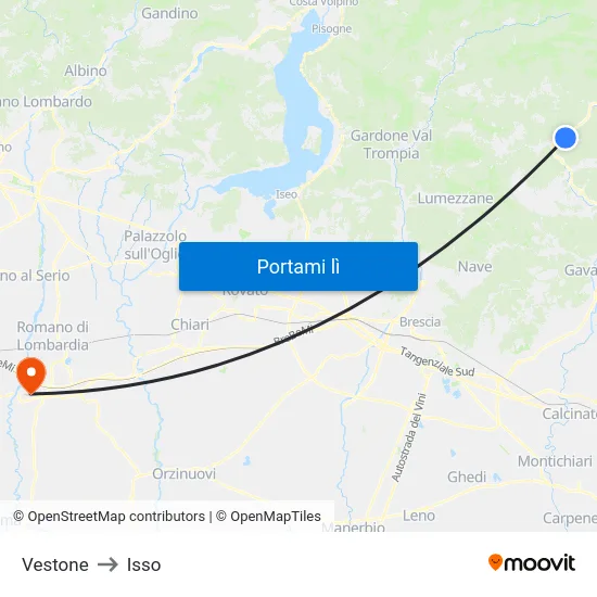 Vestone to Isso map
