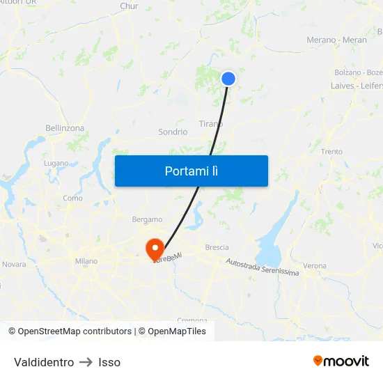 Valdidentro to Isso map