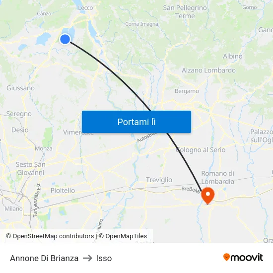 Annone Di Brianza to Isso map