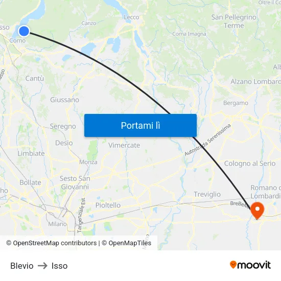 Blevio to Isso map
