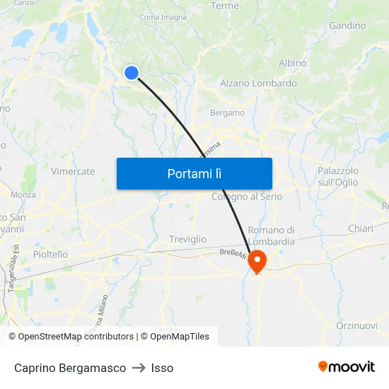 Caprino Bergamasco to Isso map