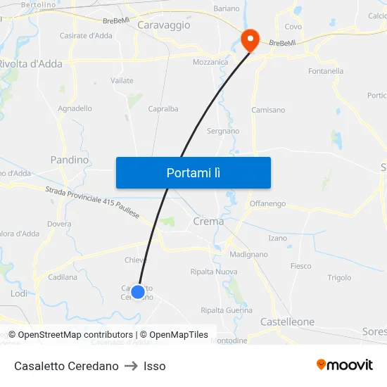 Casaletto Ceredano to Isso map