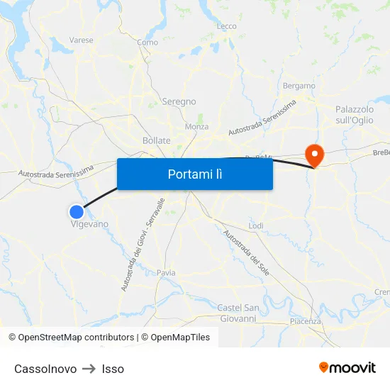 Cassolnovo to Isso map
