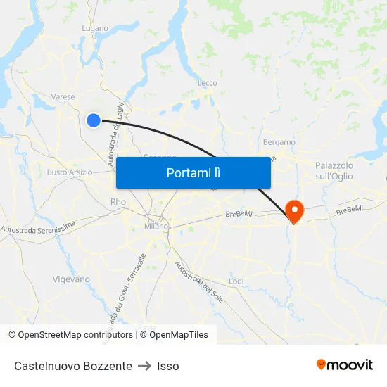 Castelnuovo Bozzente to Isso map