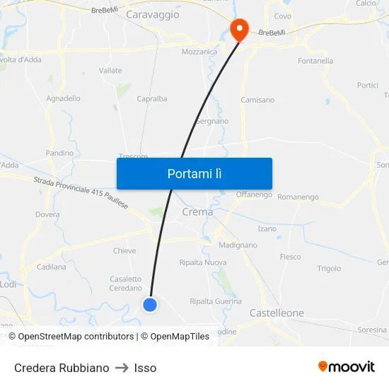 Credera Rubbiano to Isso map
