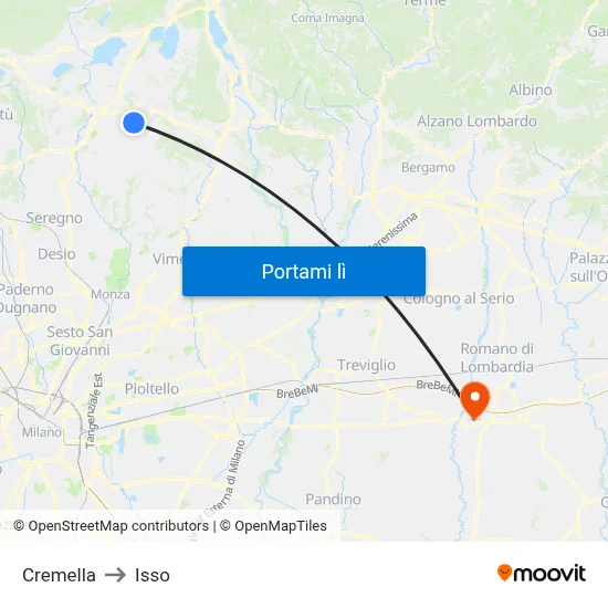 Cremella to Isso map