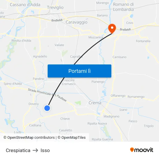 Crespiatica to Isso map