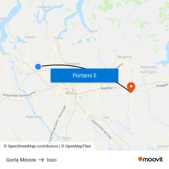 Gorla Minore to Isso map