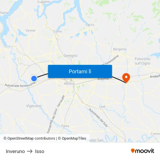 Inveruno to Isso map