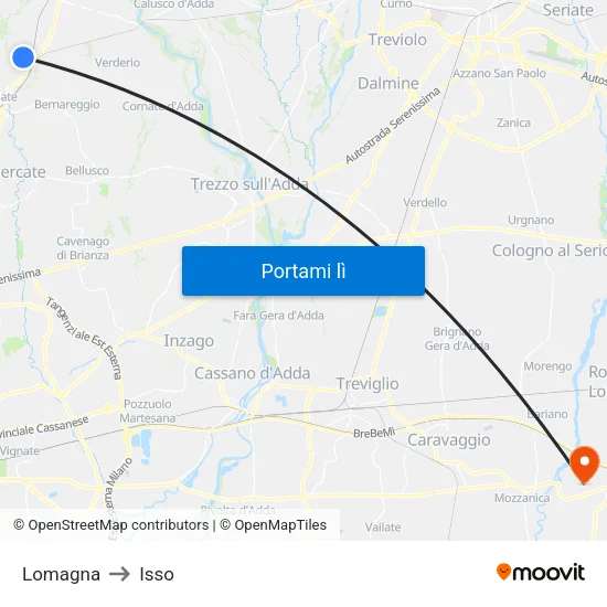 Lomagna to Isso map