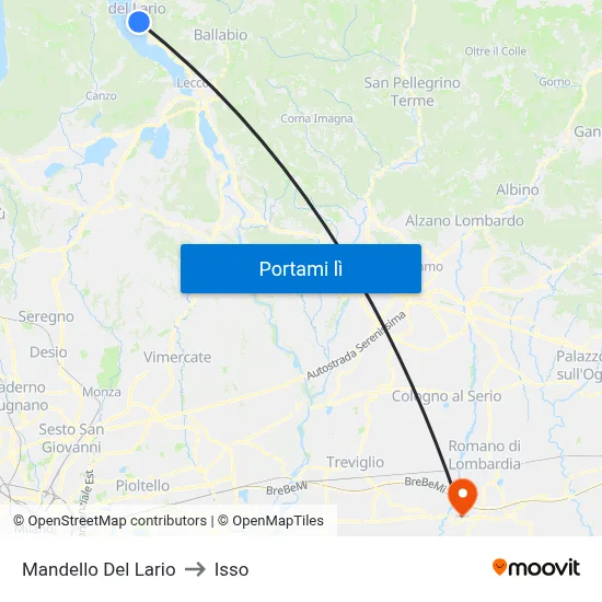 Mandello Del Lario to Isso map